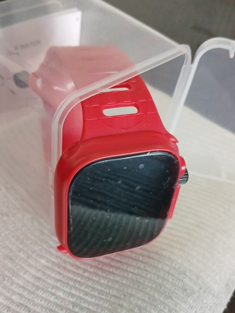 Red Smartwatch with Silicone Band